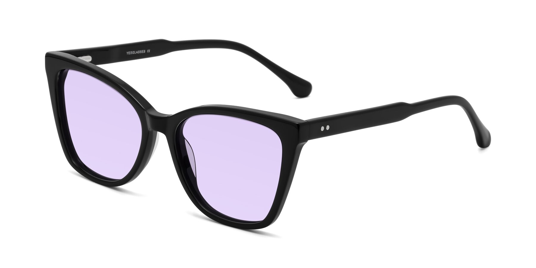 Angle of Cool in Black with Light Purple Tinted Lenses