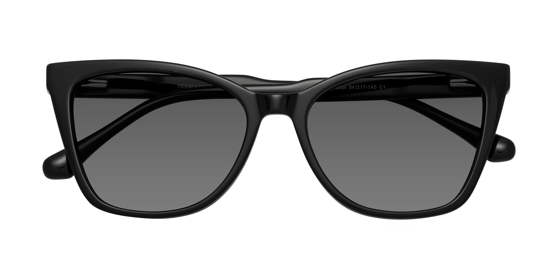 Folded Front of Cool in Black with Medium Gray Tinted Lenses