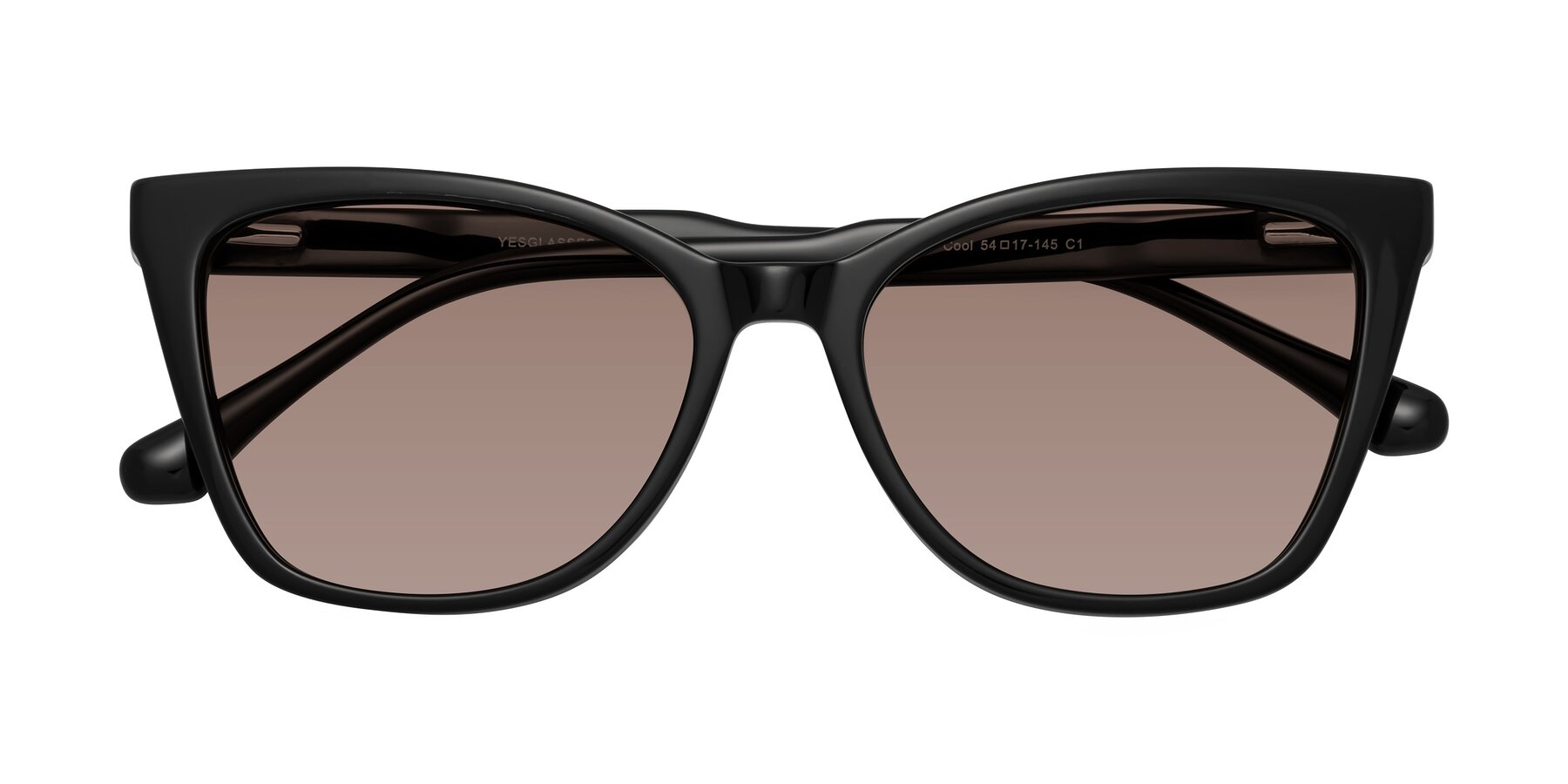 Folded Front of Cool in Black with Medium Brown Tinted Lenses