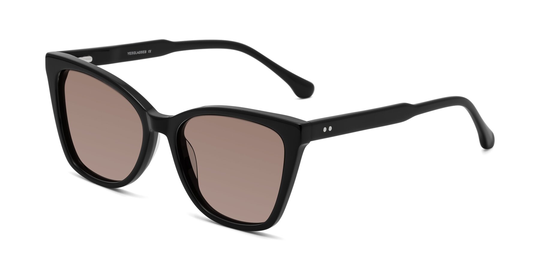 Angle of Cool in Black with Medium Brown Tinted Lenses