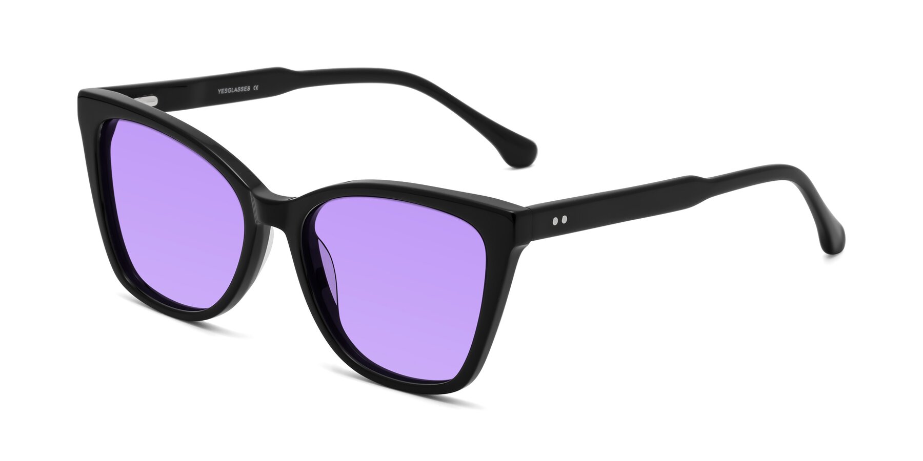 Angle of Cool in Black with Medium Purple Tinted Lenses