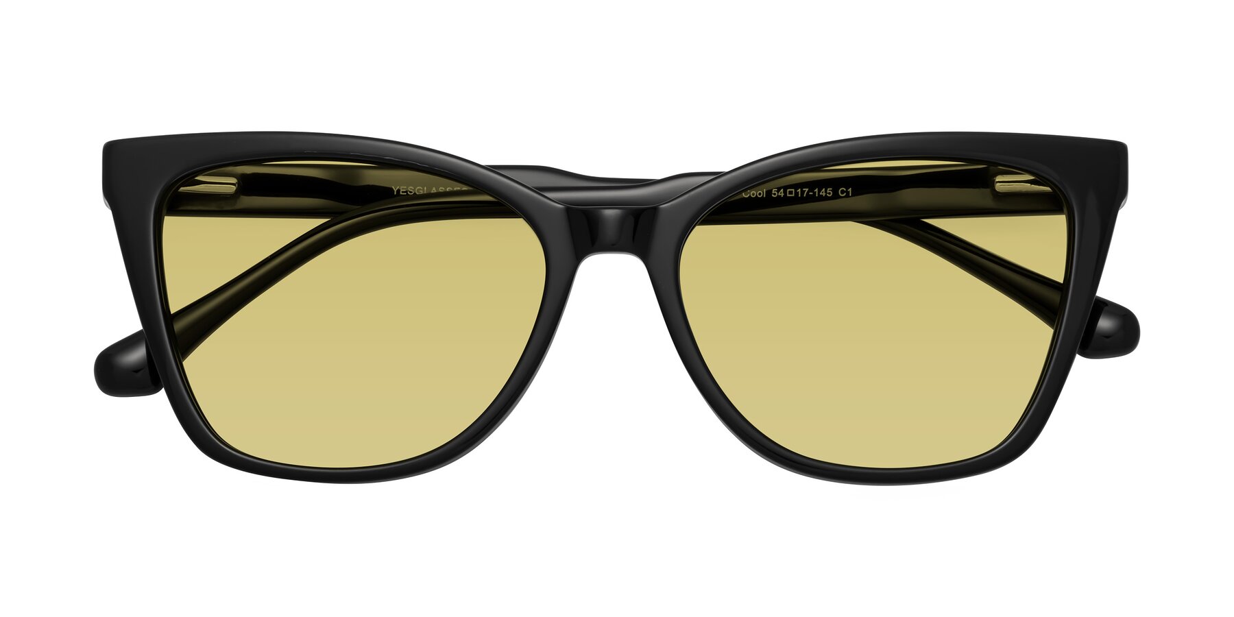 Folded Front of Cool in Black with Medium Champagne Tinted Lenses