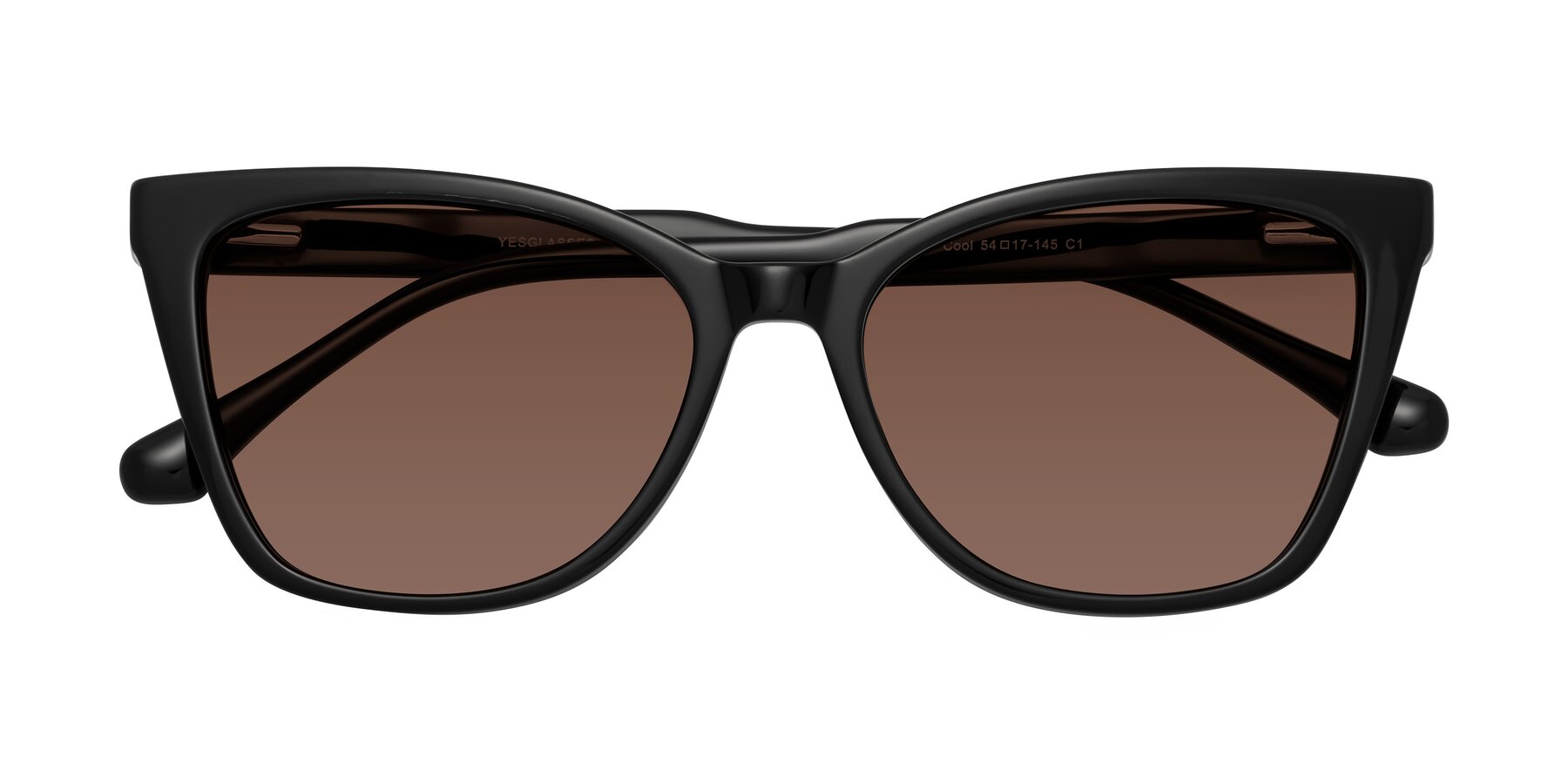 Folded Front of Cool in Black with Brown Tinted Lenses