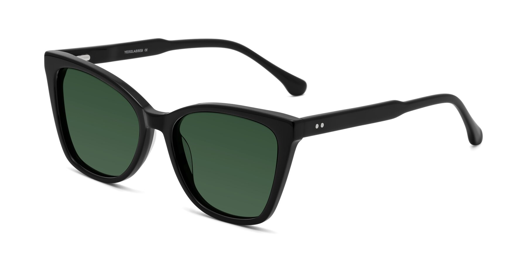 Angle of Cool in Black with Green Tinted Lenses