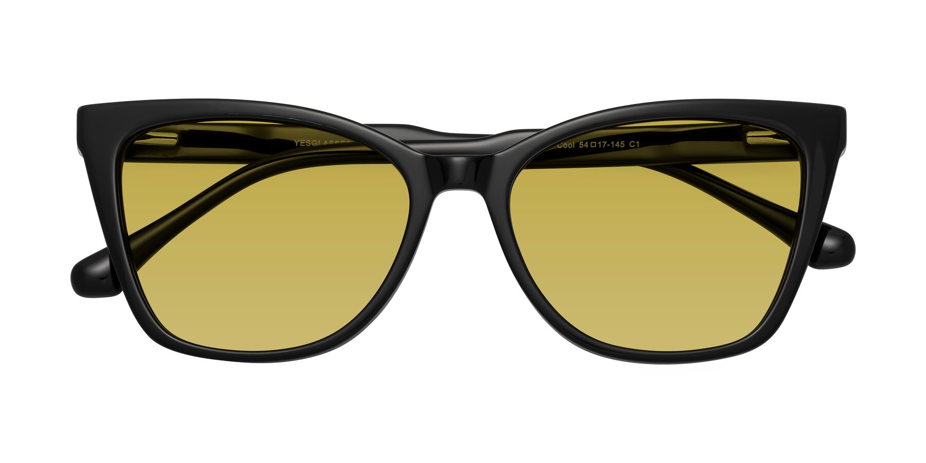 Folded Front of Cool in Black with Champagne Tinted Lenses