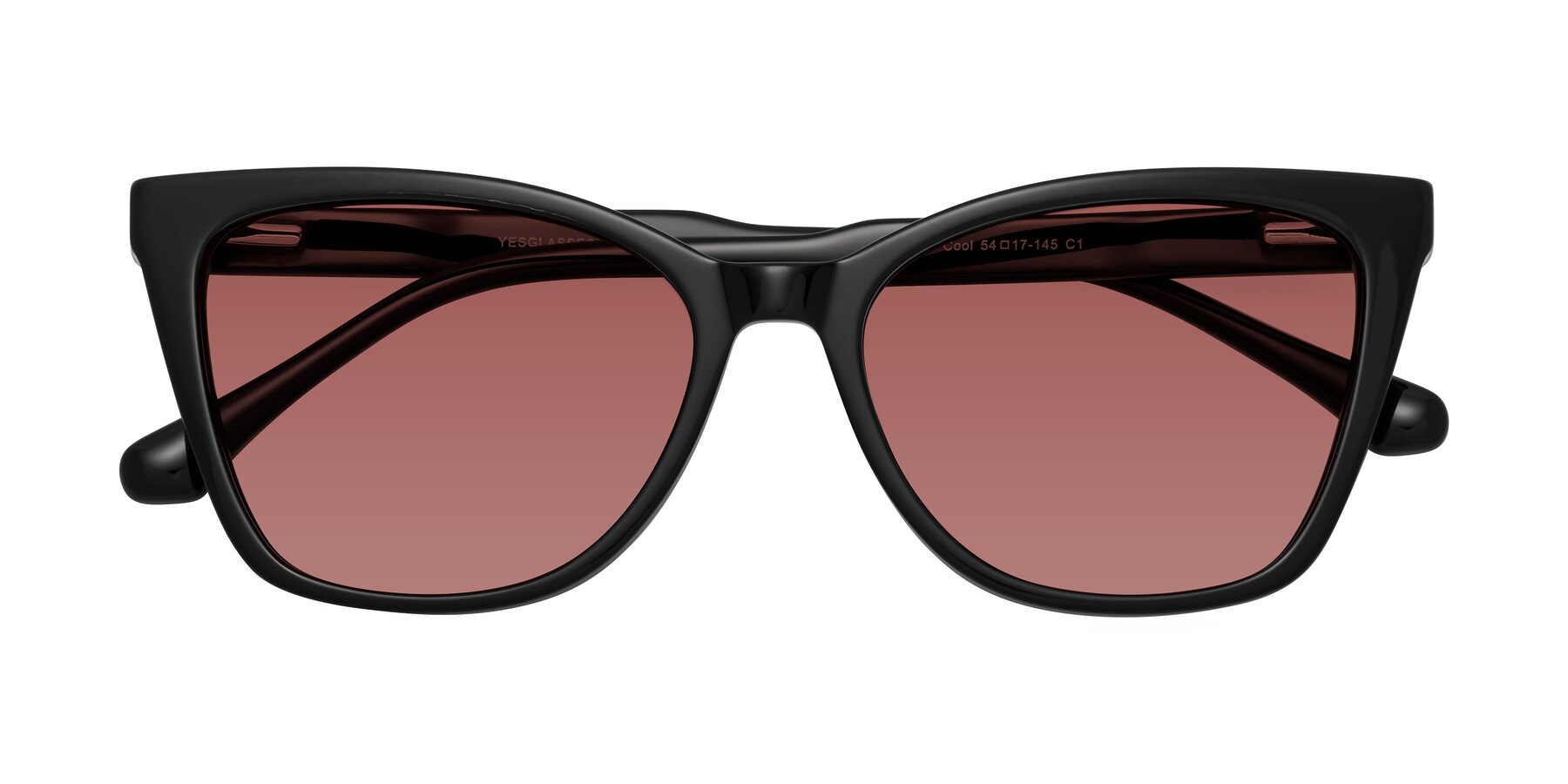 Folded Front of Cool in Black with Garnet Tinted Lenses