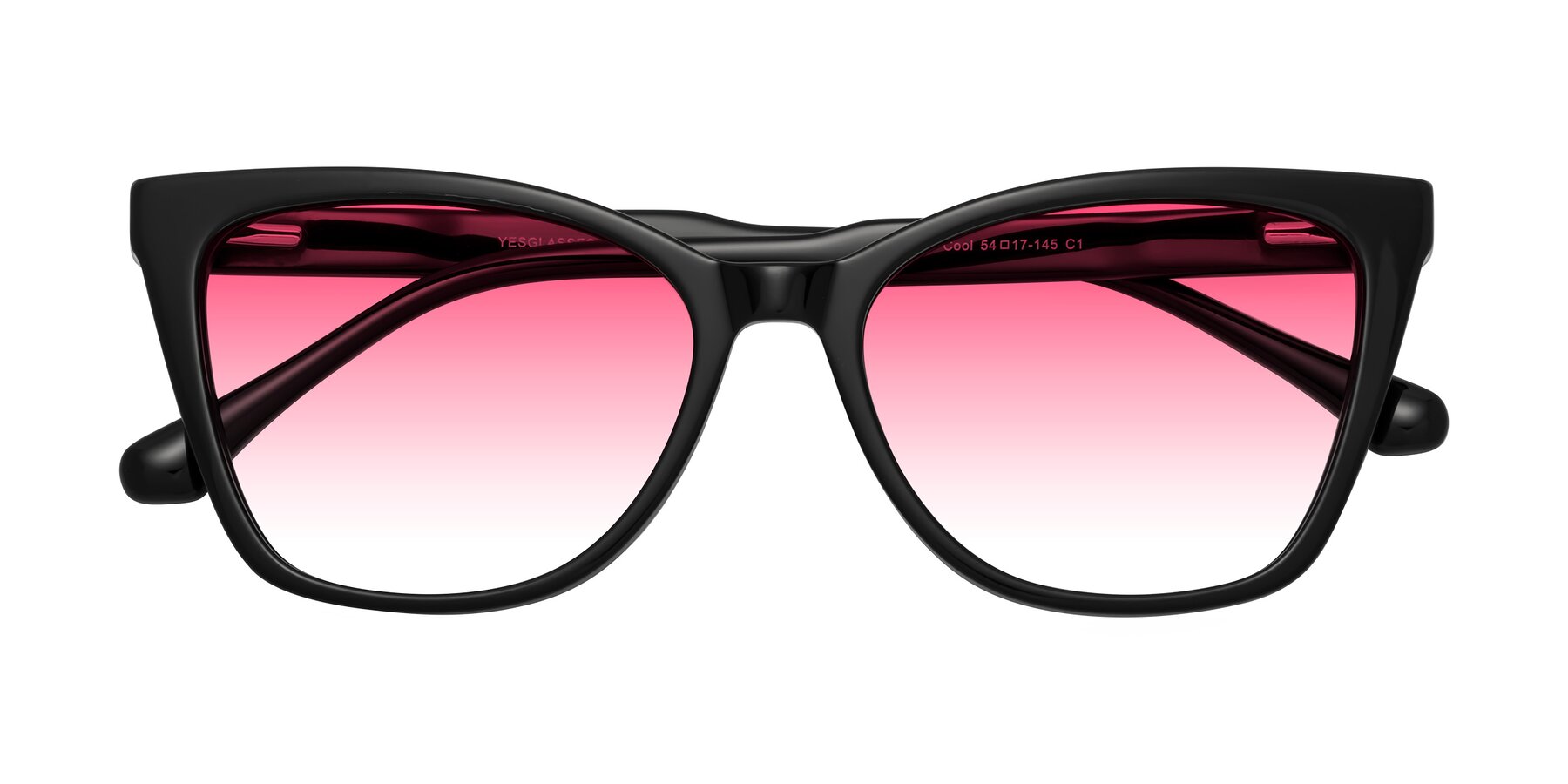 Folded Front of Cool in Black with Pink Gradient Lenses