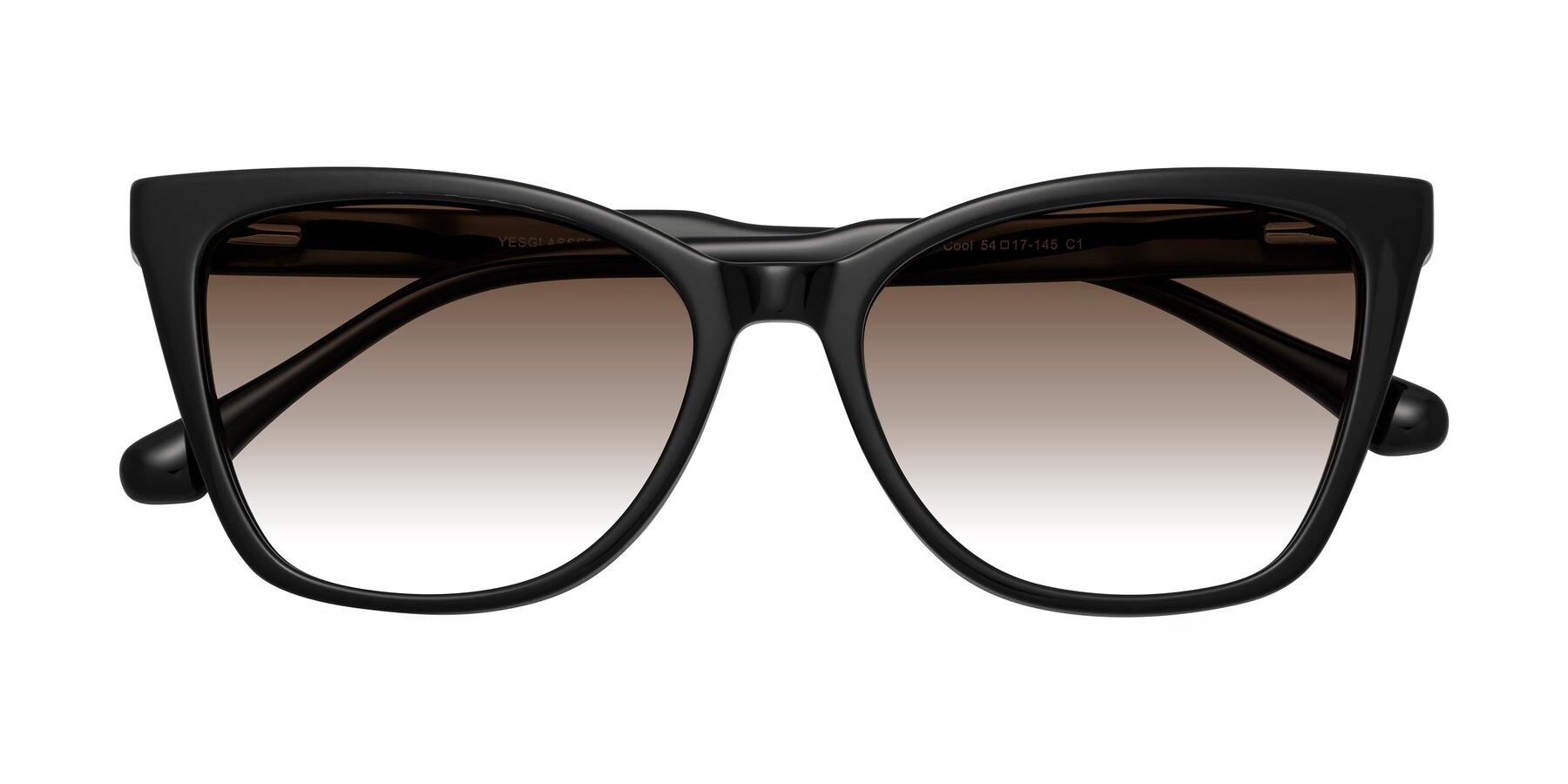 Folded Front of Cool in Black with Brown Gradient Lenses