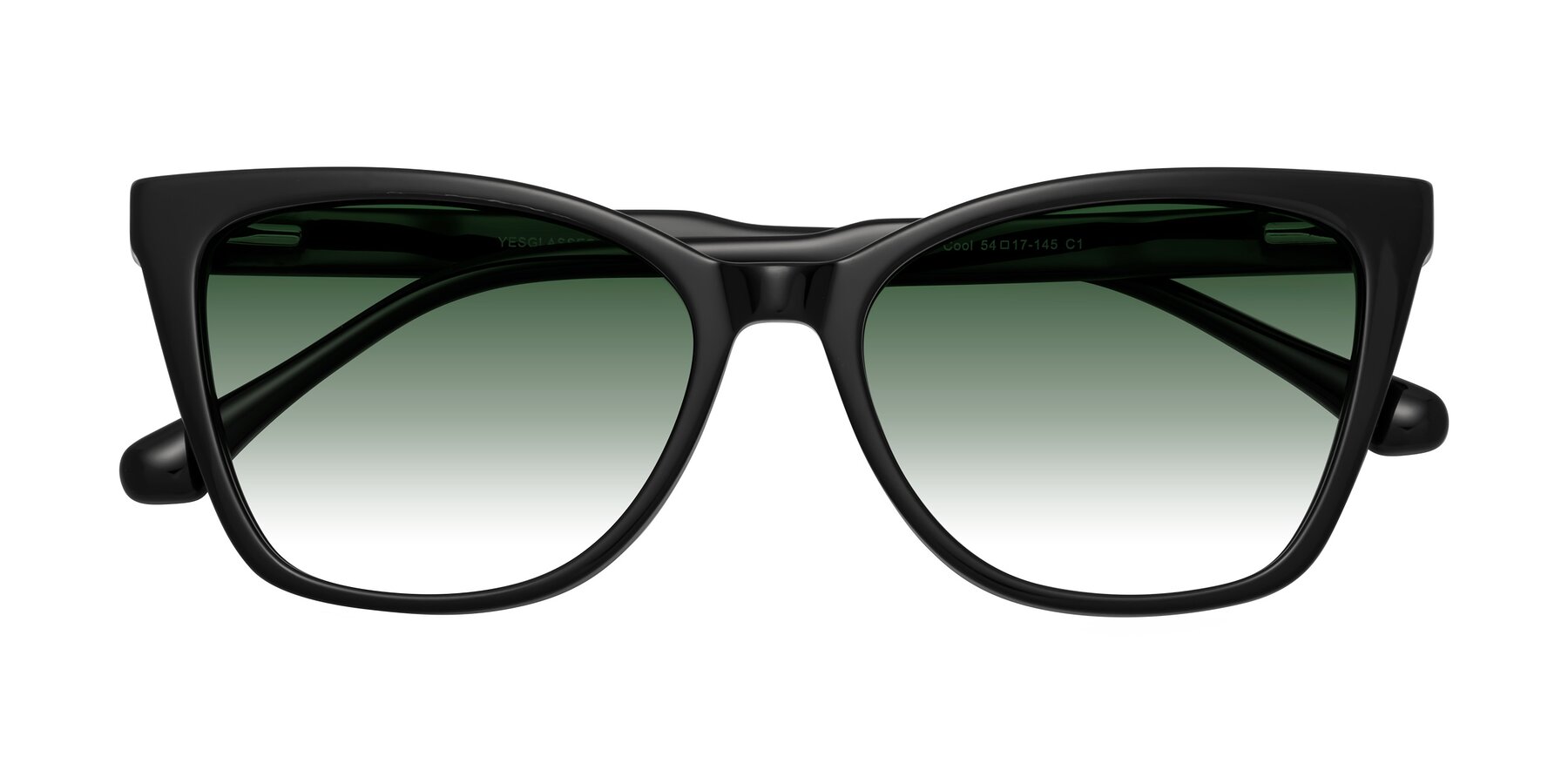 Folded Front of Cool in Black with Green Gradient Lenses