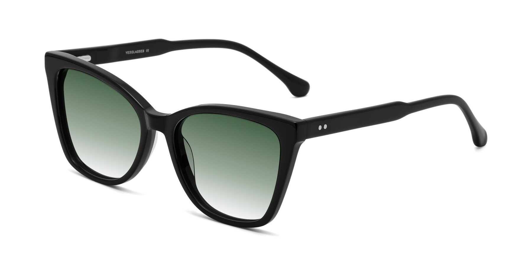 Angle of Cool in Black with Green Gradient Lenses