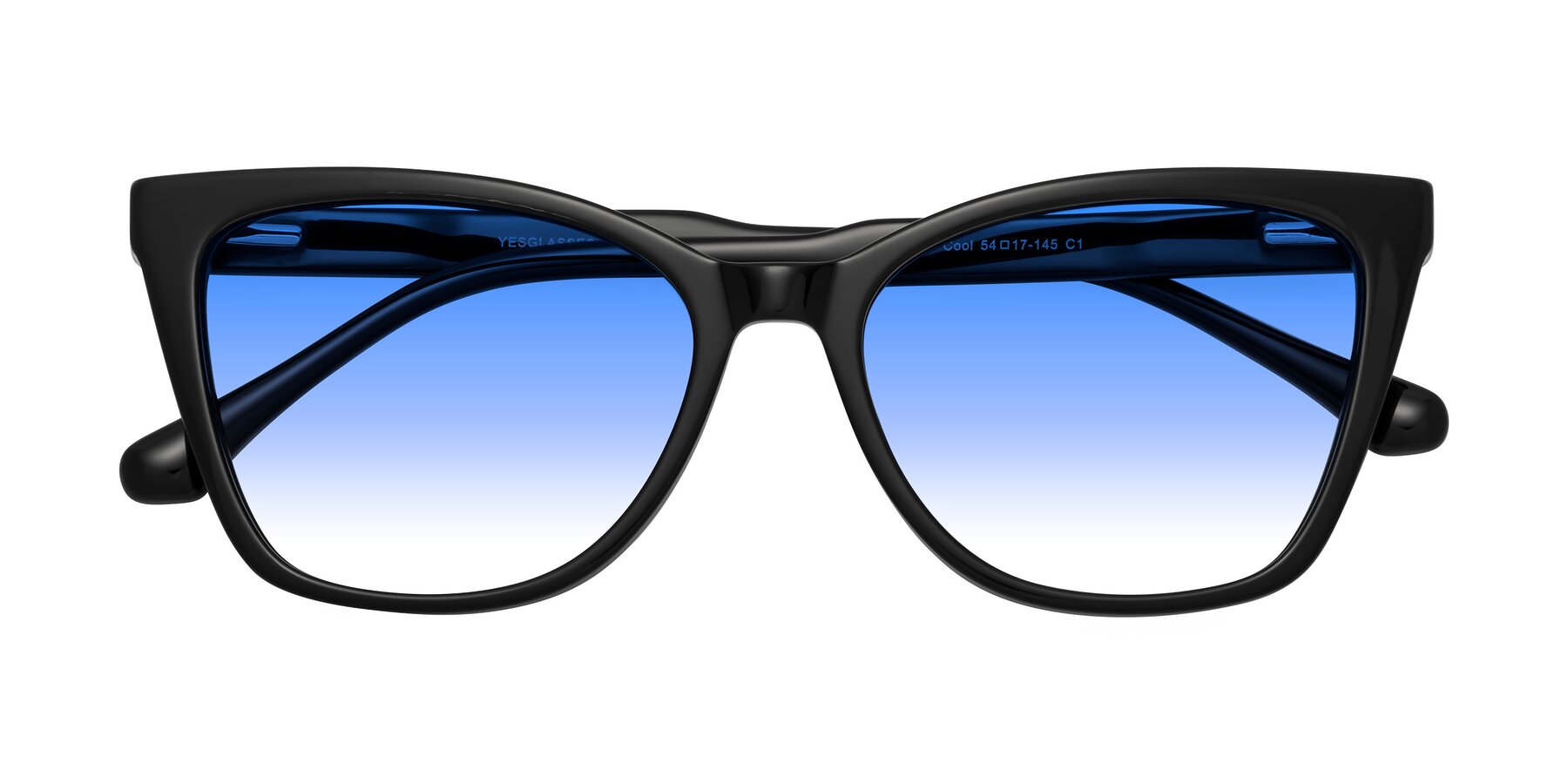 Folded Front of Cool in Black with Blue Gradient Lenses