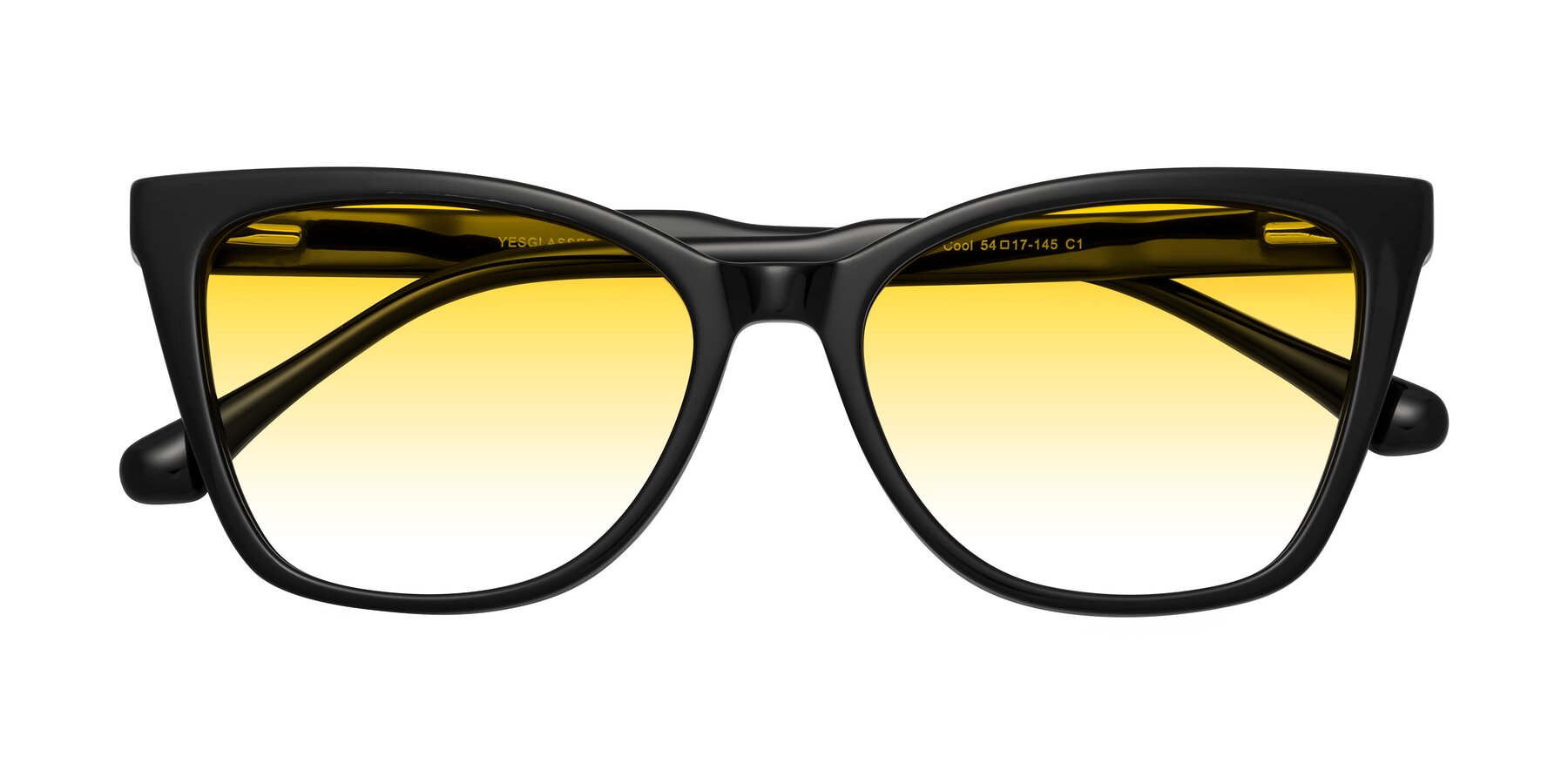 Folded Front of Cool in Black with Yellow Gradient Lenses