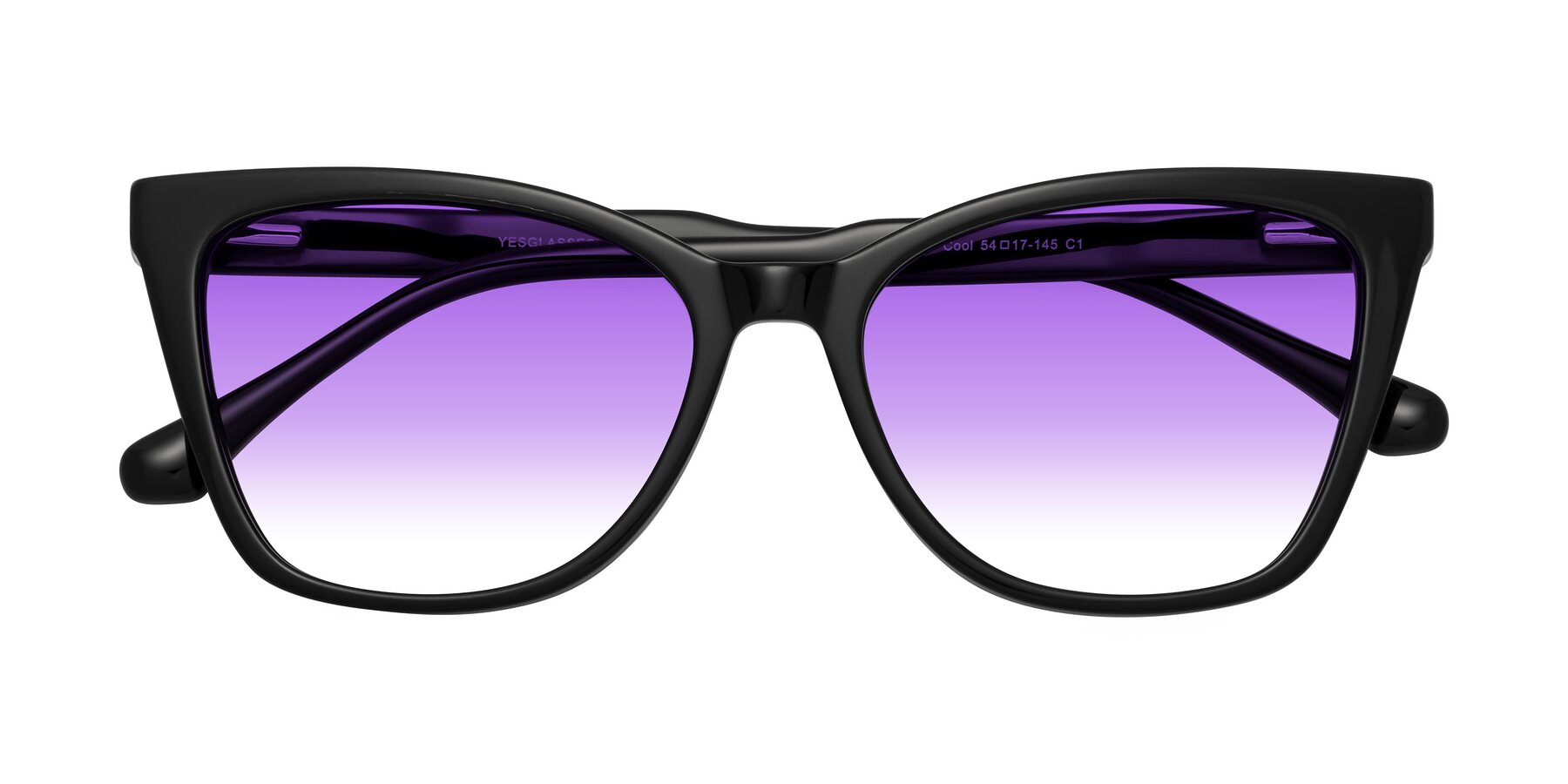 Folded Front of Cool in Black with Purple Gradient Lenses