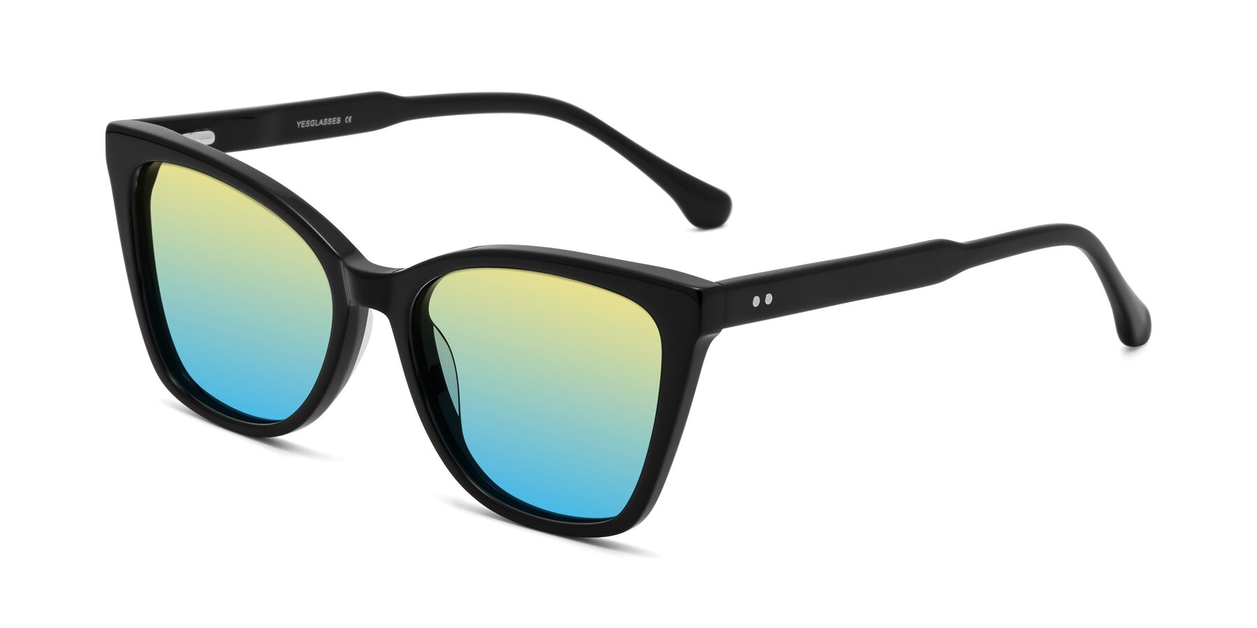 Angle of Cool in Black with Yellow / Blue Gradient Lenses