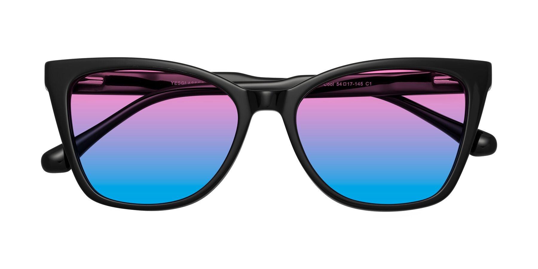 Folded Front of Cool in Black with Pink / Blue Gradient Lenses