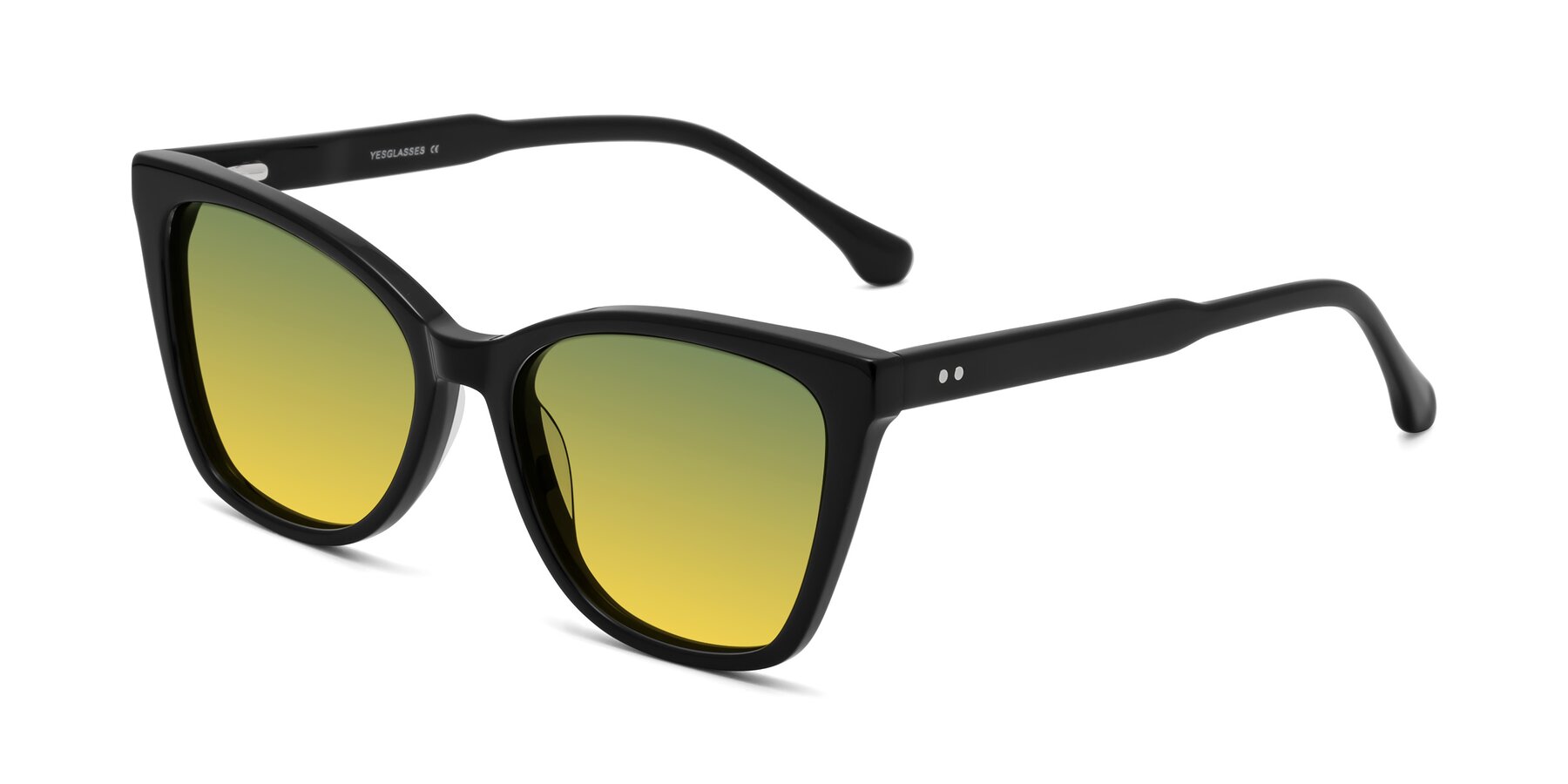 Angle of Cool in Black with Green / Yellow Gradient Lenses