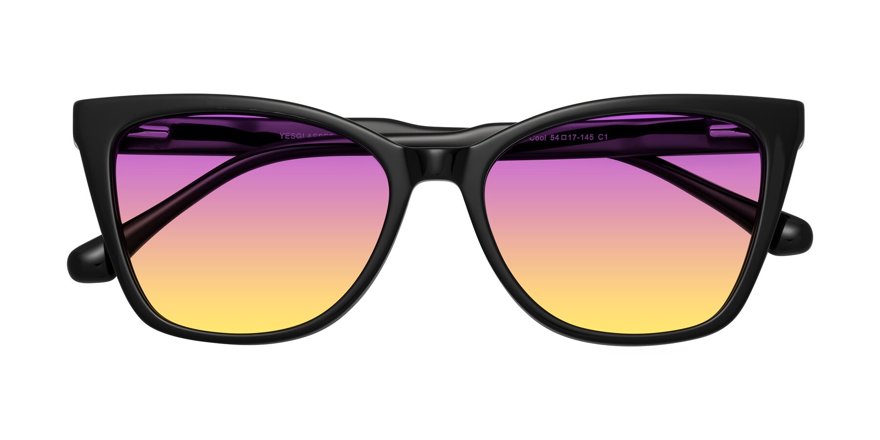 Folded Front of Cool in Black with Purple / Yellow Gradient Lenses