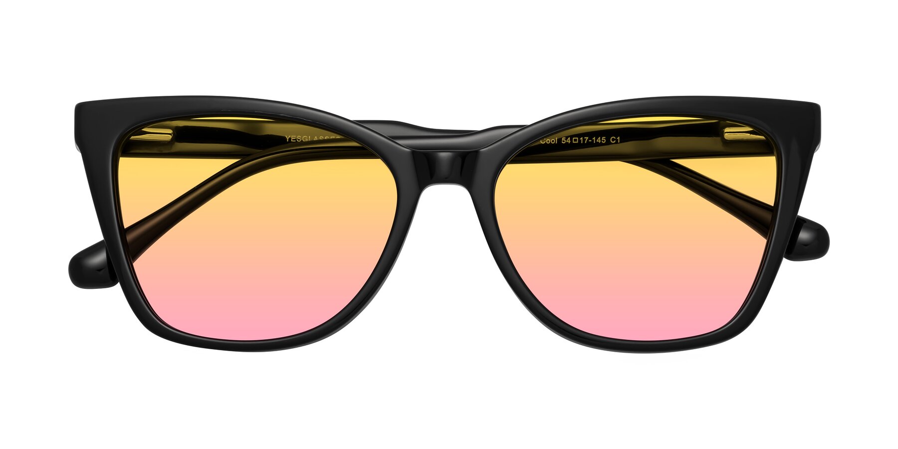 Folded Front of Cool in Black with Yellow / Pink Gradient Lenses