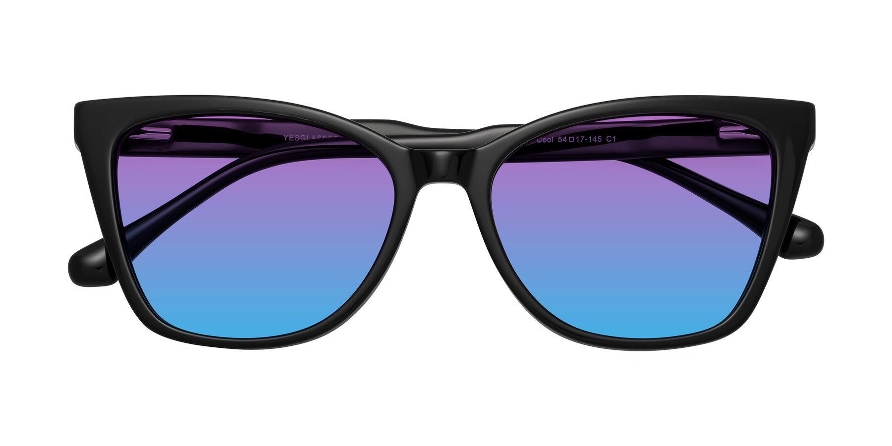 Folded Front of Cool in Black with Purple / Blue Gradient Lenses