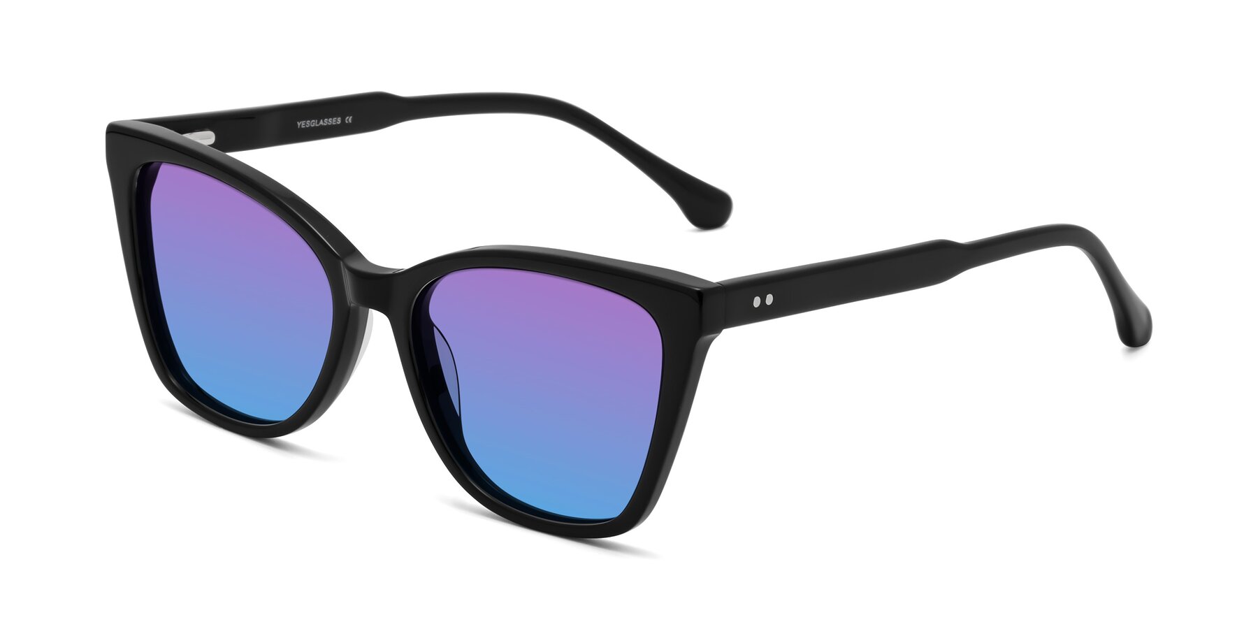 Angle of Cool in Black with Purple / Blue Gradient Lenses