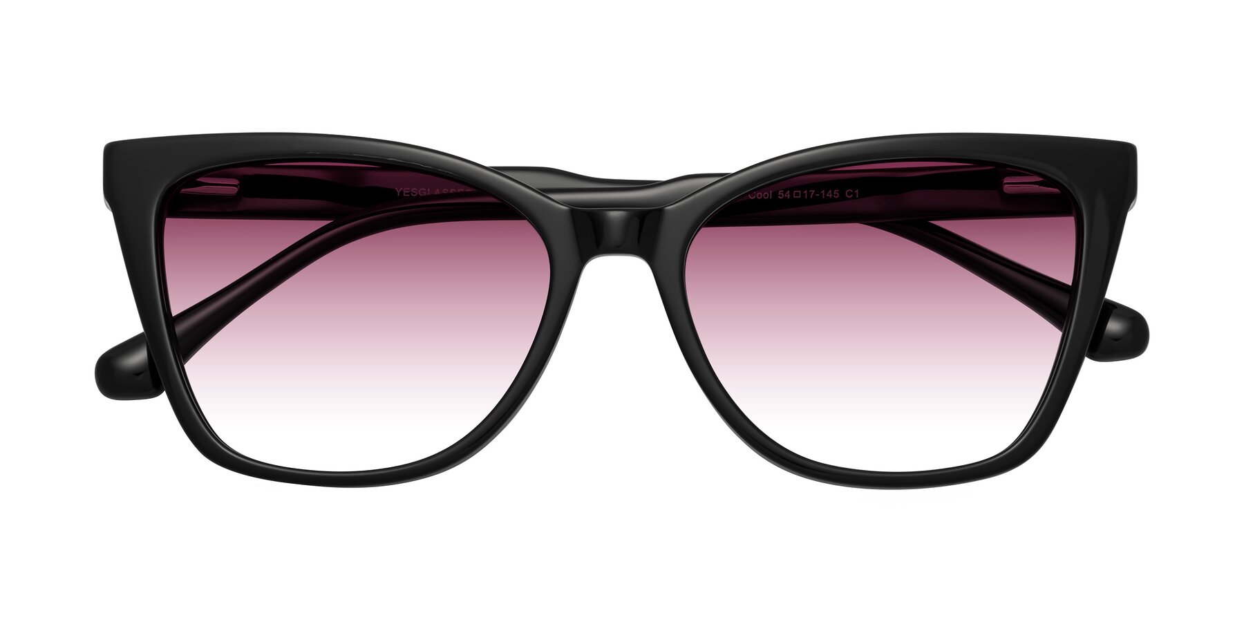 Folded Front of Cool in Black with Wine Gradient Lenses