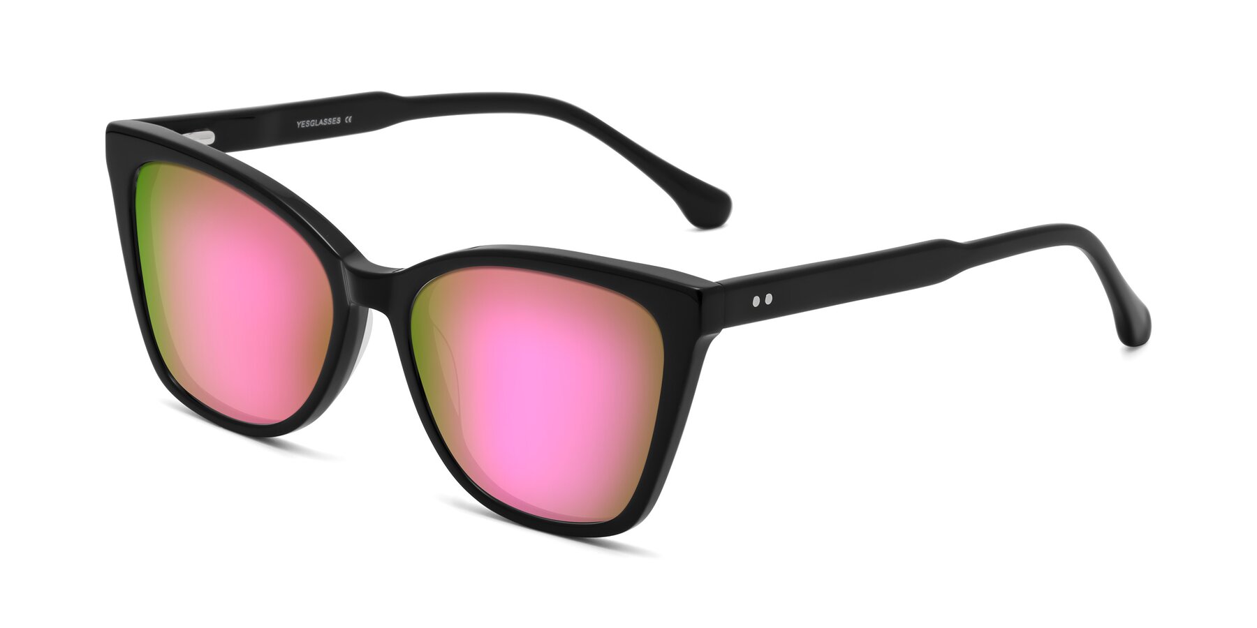 Angle of Cool in Black with Pink Mirrored Lenses