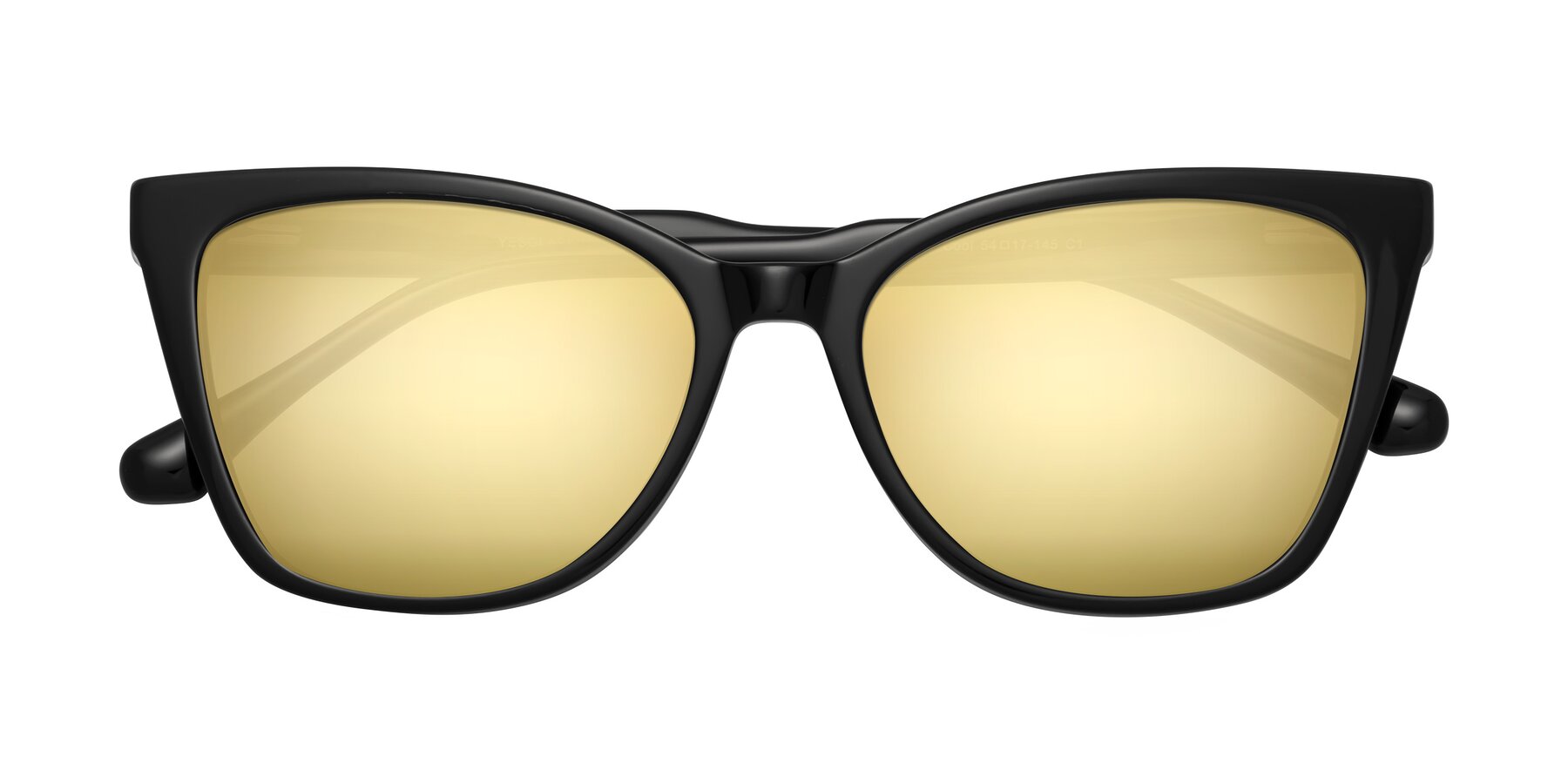 Folded Front of Cool in Black with Gold Mirrored Lenses