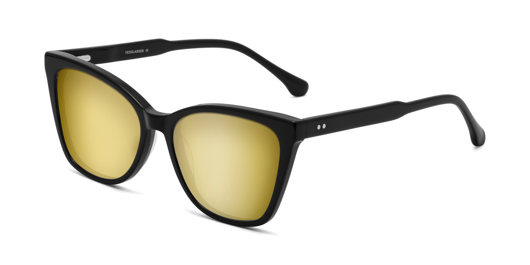 Angle of Cool in Black with Gold Mirrored Lenses