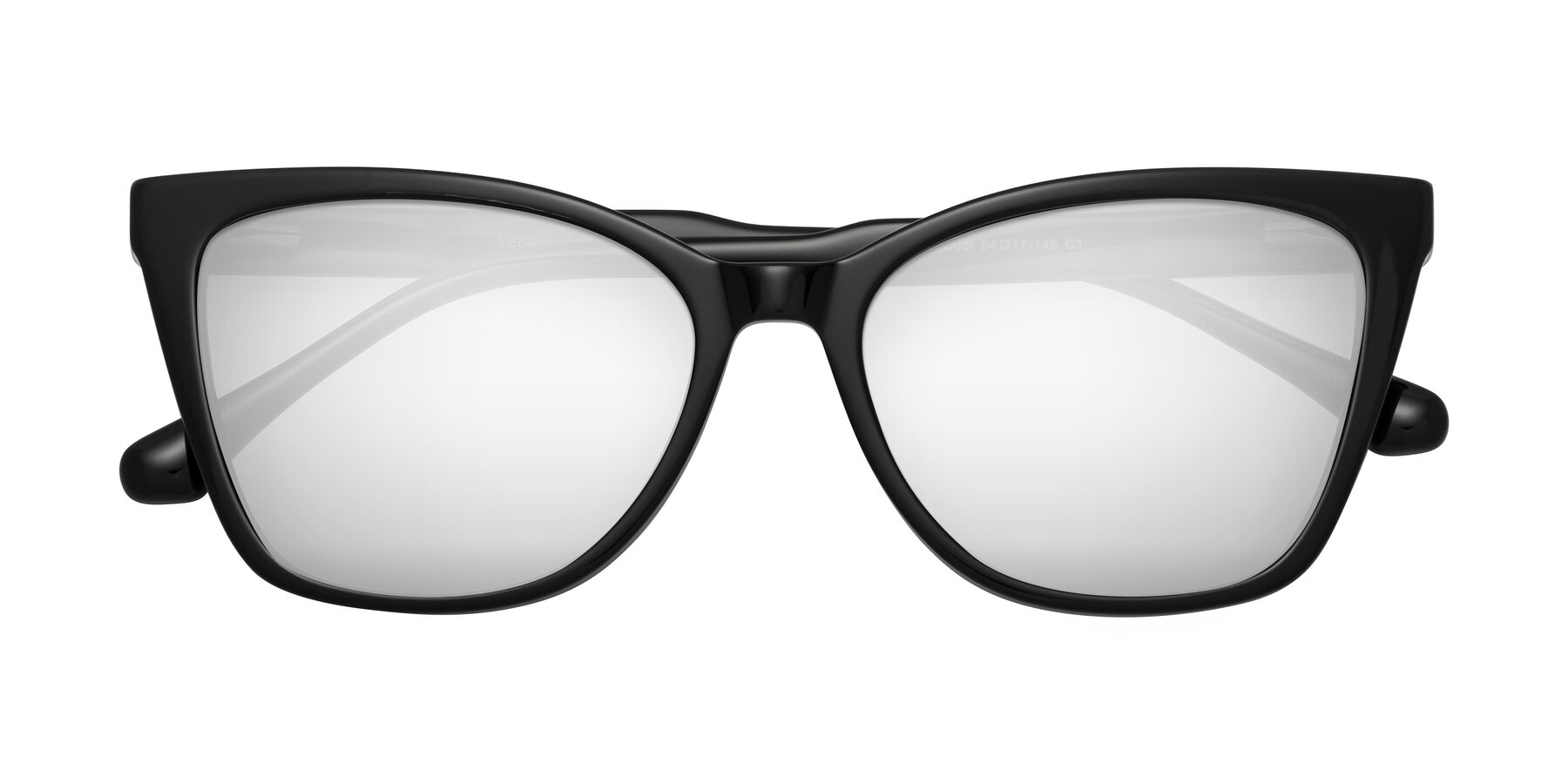 Folded Front of Cool in Black with Silver Mirrored Lenses