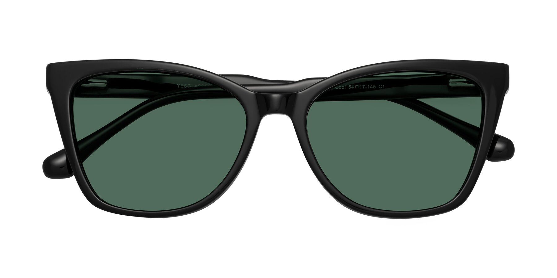 Folded Front of Cool in Black with Green Polarized Lenses