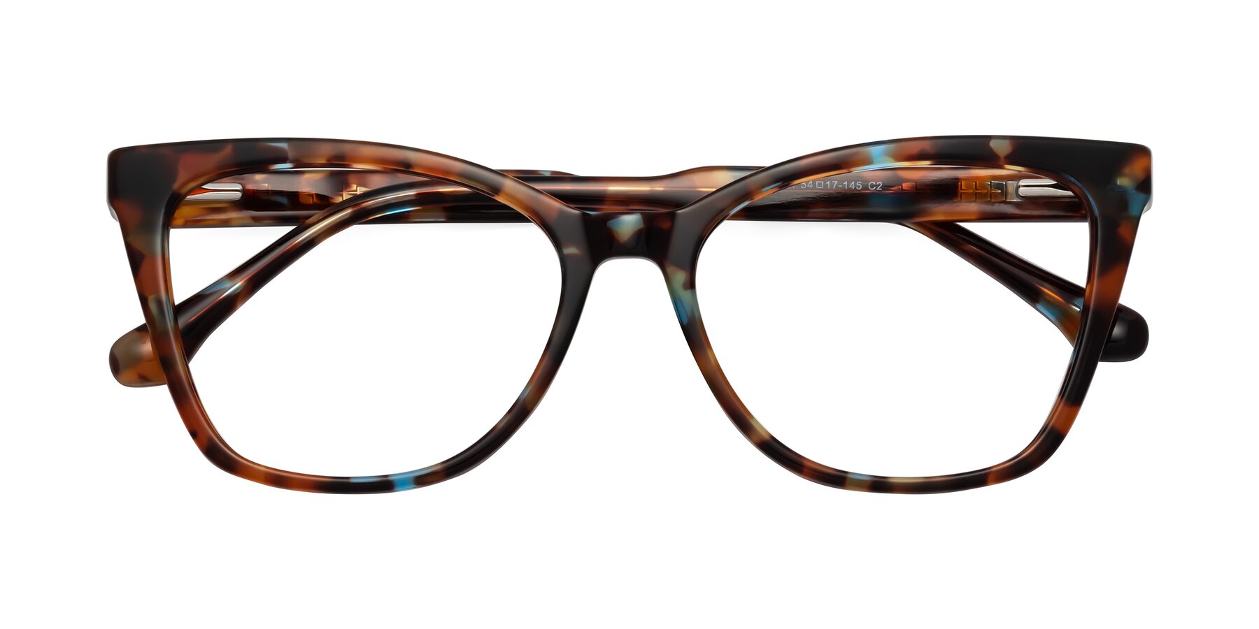 Folded Front of Cool in Floral Tortoise with Clear Eyeglass Lenses