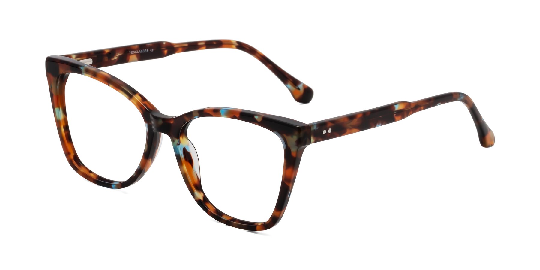 Angle of Cool in Floral Tortoise with Clear Eyeglass Lenses