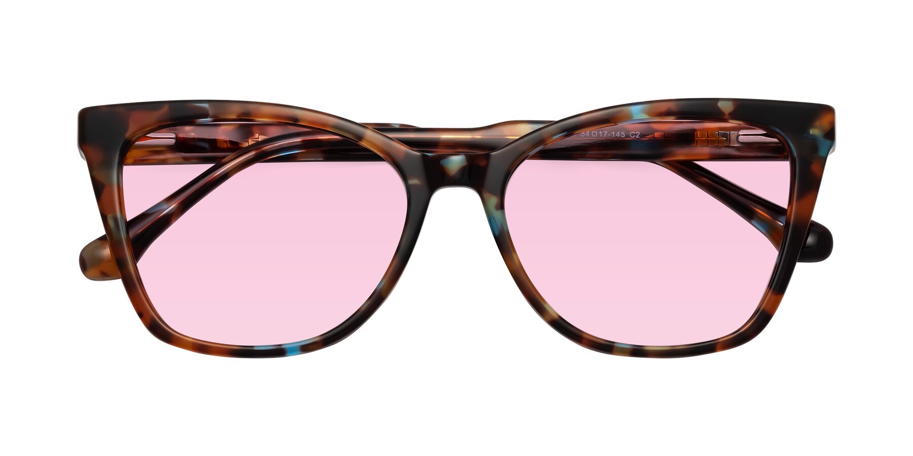 Folded Front of Cool in Floral Tortoise with Light Pink Tinted Lenses