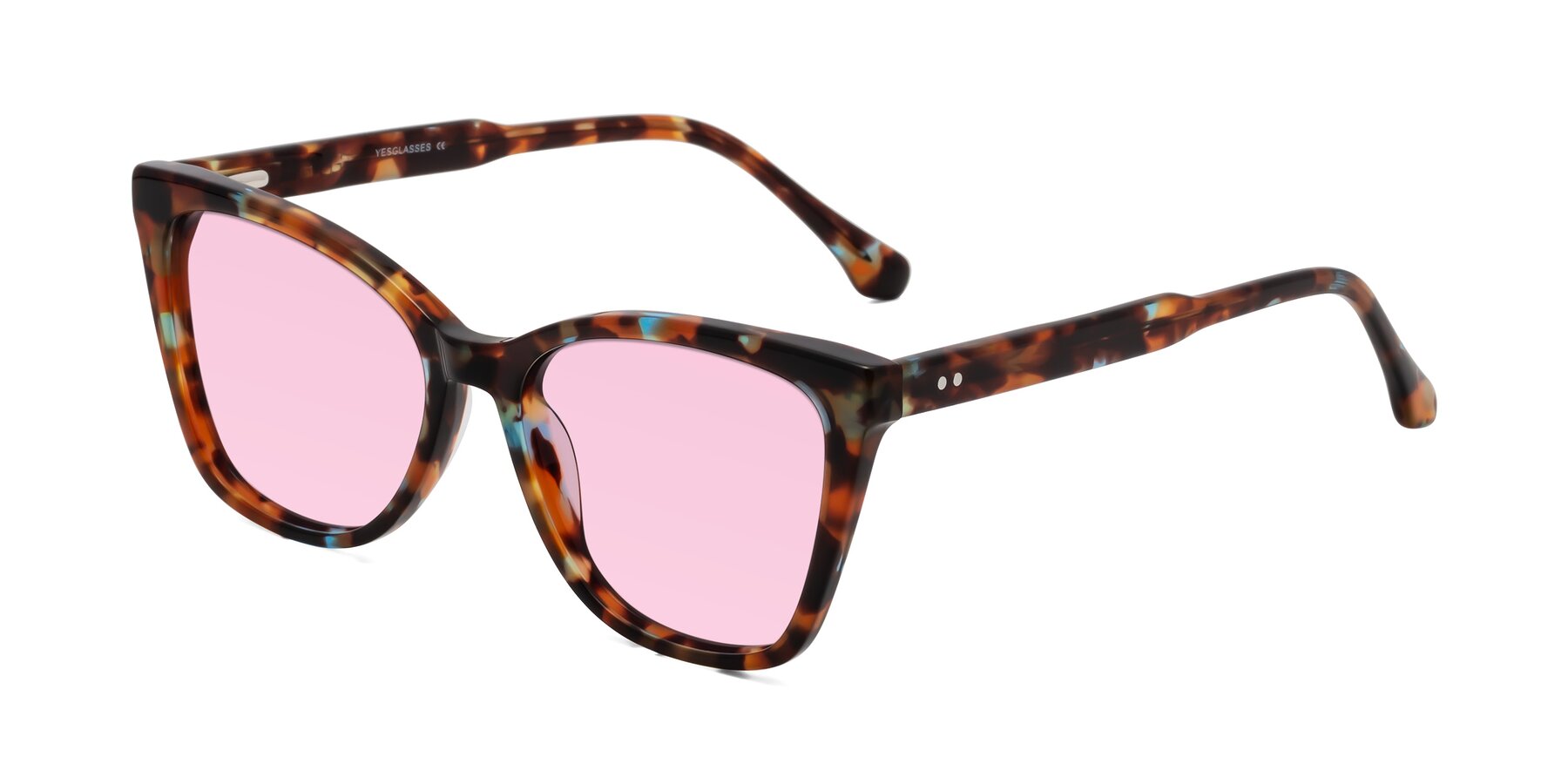 Angle of Cool in Floral Tortoise with Light Pink Tinted Lenses