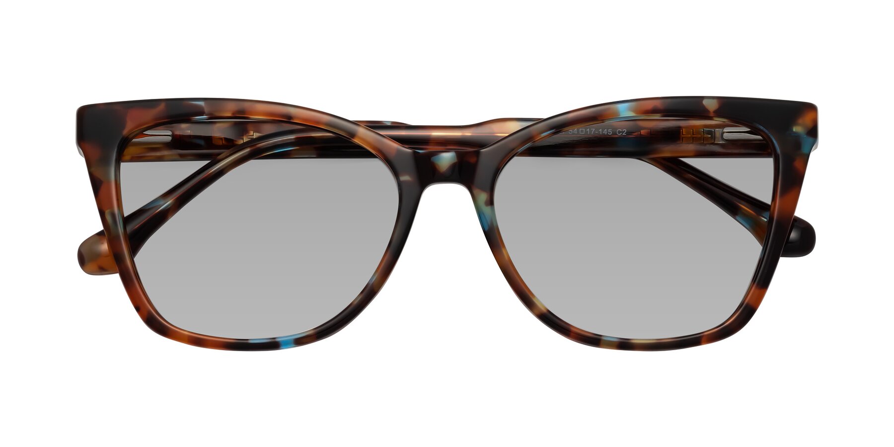 Folded Front of Cool in Floral Tortoise with Light Gray Tinted Lenses