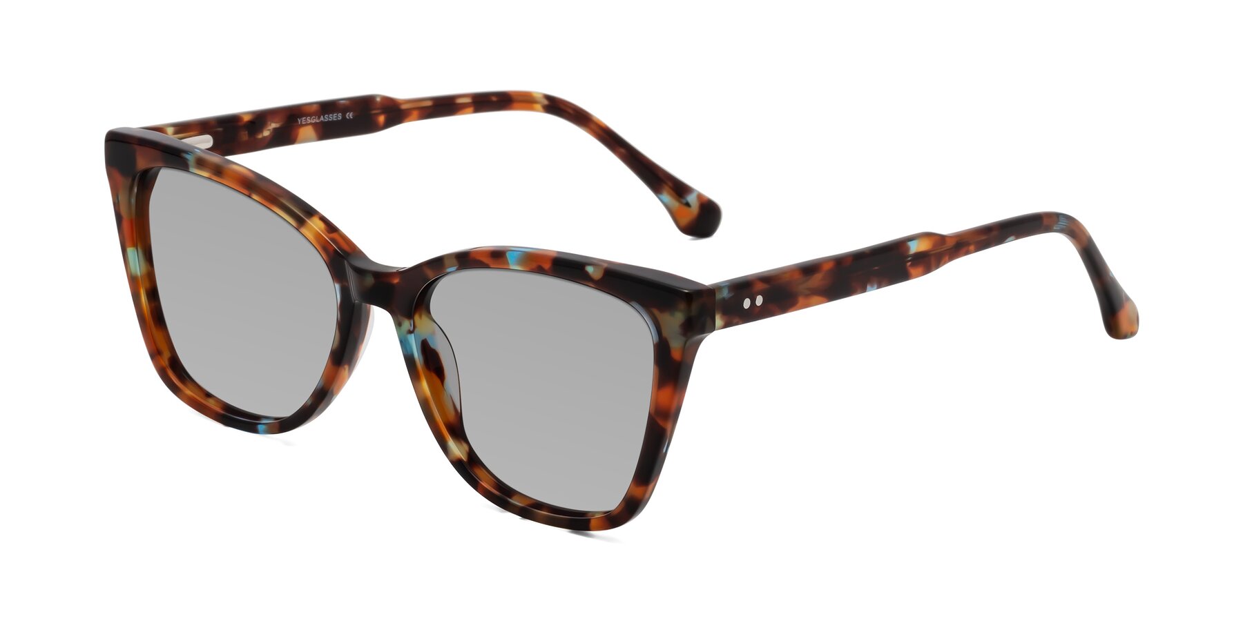 Angle of Cool in Floral Tortoise with Light Gray Tinted Lenses