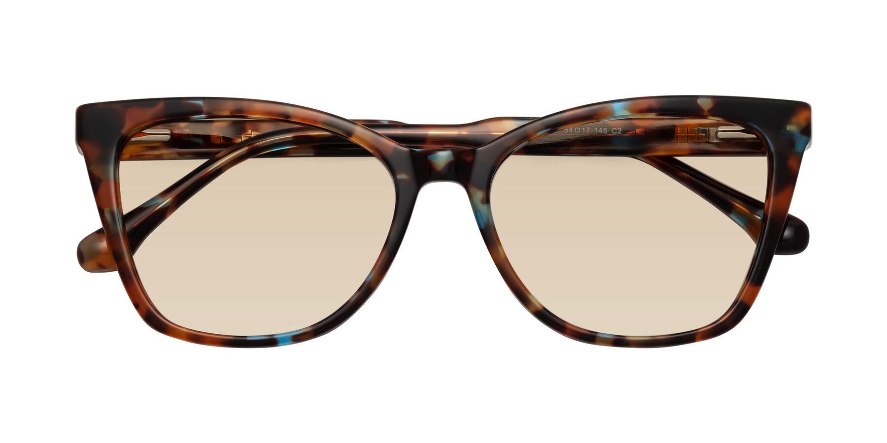 Folded Front of Cool in Floral Tortoise with Light Brown Tinted Lenses