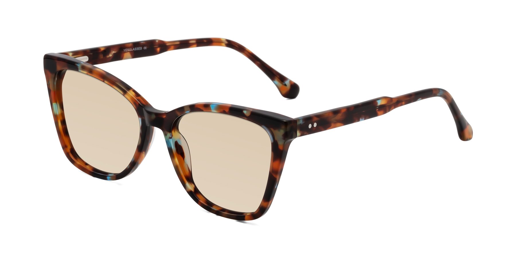 Angle of Cool in Floral Tortoise with Light Brown Tinted Lenses