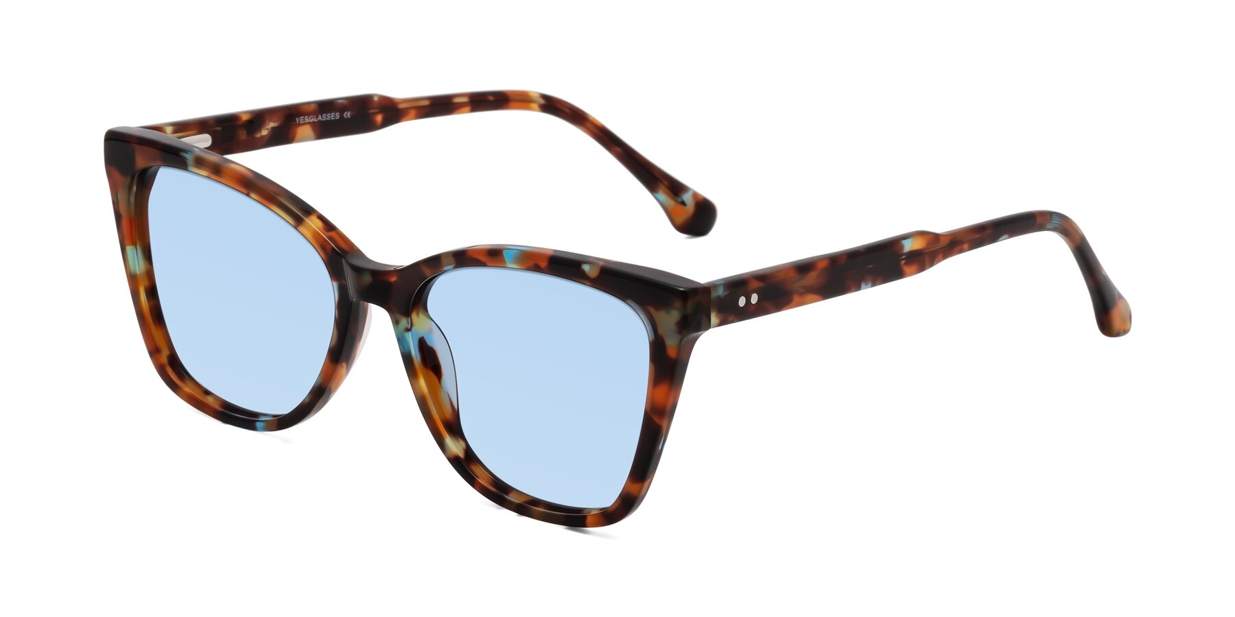 Angle of Cool in Floral Tortoise with Light Blue Tinted Lenses