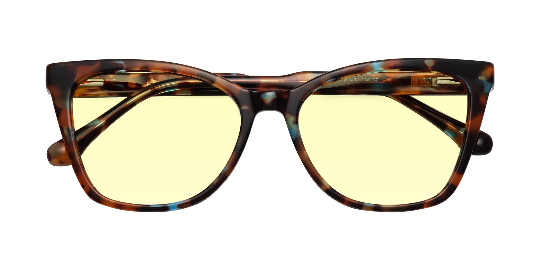 Folded Front of Cool in Floral Tortoise with Light Yellow Tinted Lenses