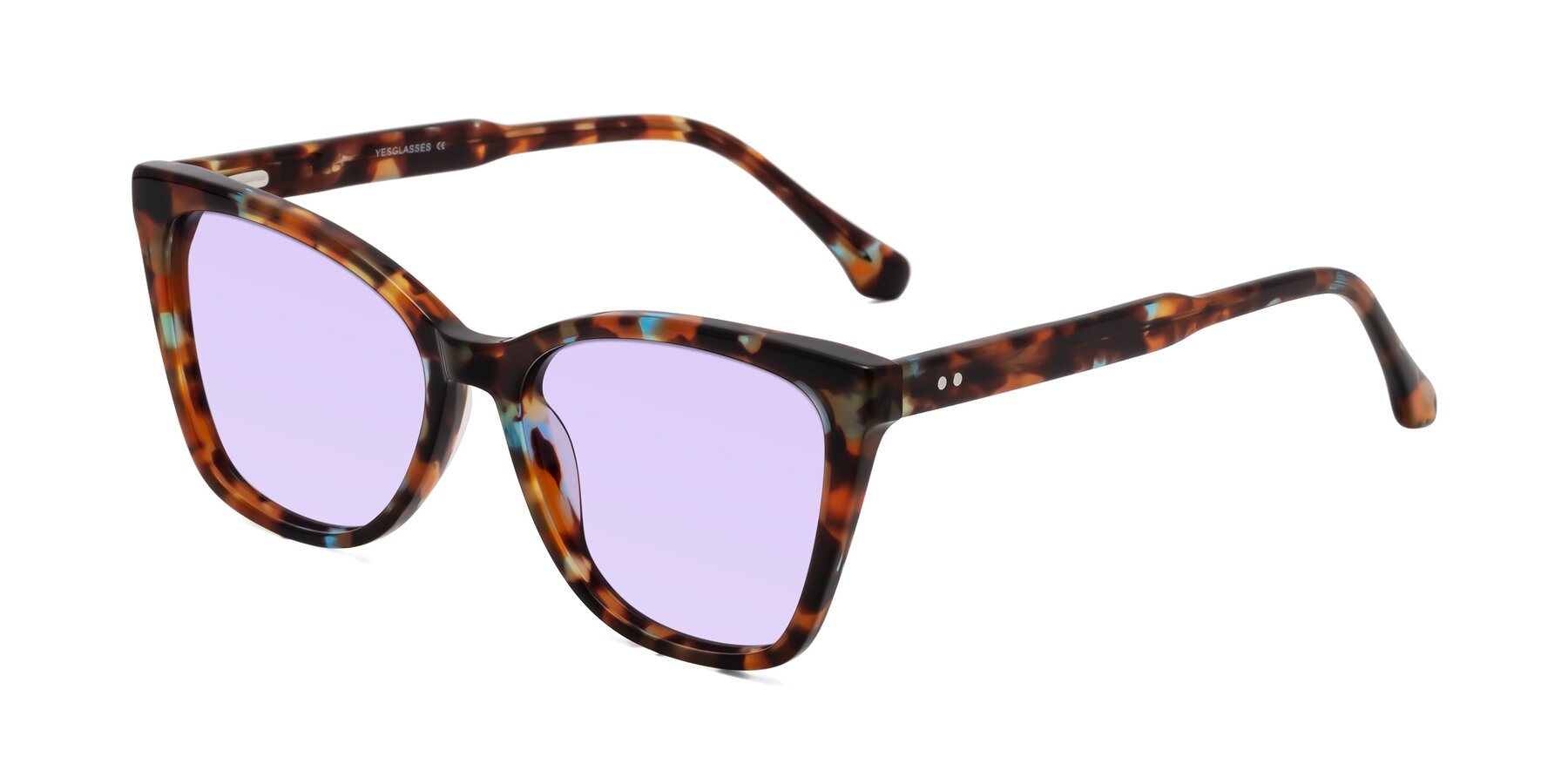 Angle of Cool in Floral Tortoise with Light Purple Tinted Lenses