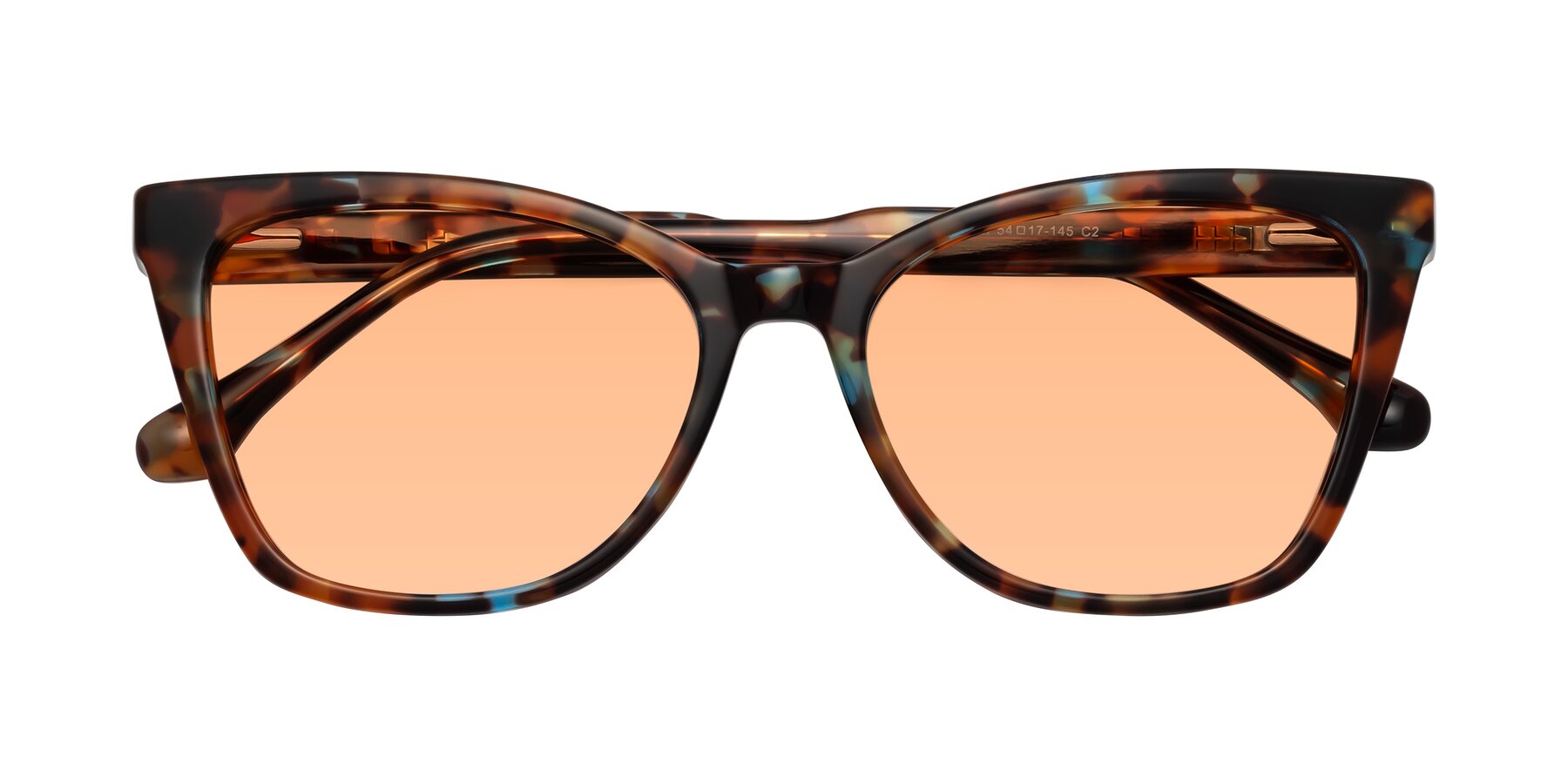 Folded Front of Cool in Floral Tortoise with Light Orange Tinted Lenses