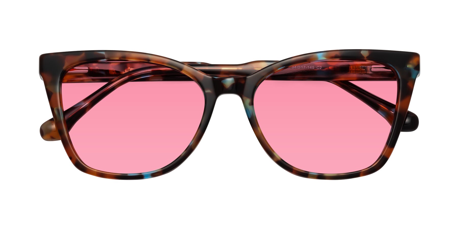 Folded Front of Cool in Floral Tortoise with Pink Tinted Lenses