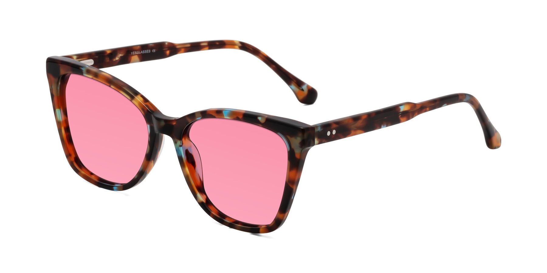 Angle of Cool in Floral Tortoise with Pink Tinted Lenses