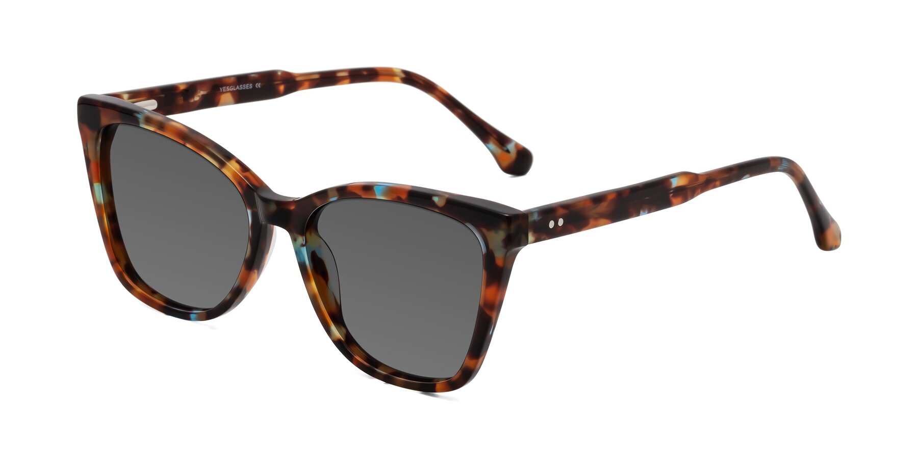 Angle of Cool in Floral Tortoise with Medium Gray Tinted Lenses