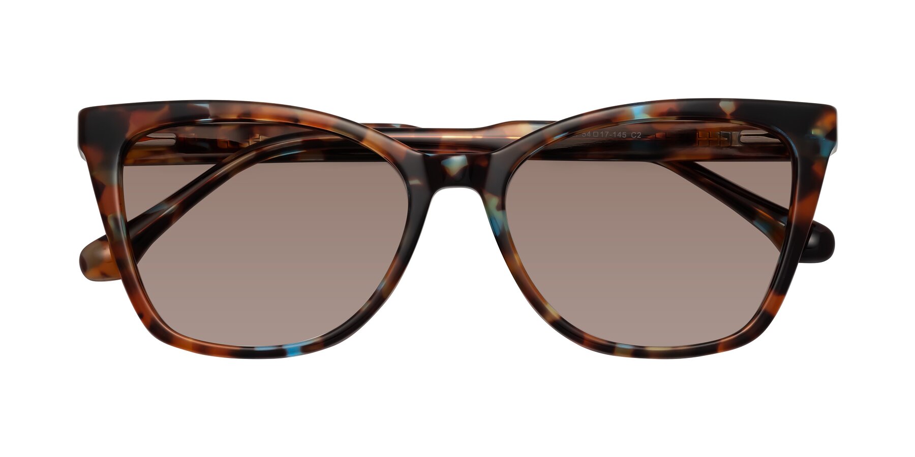 Folded Front of Cool in Floral Tortoise with Medium Brown Tinted Lenses