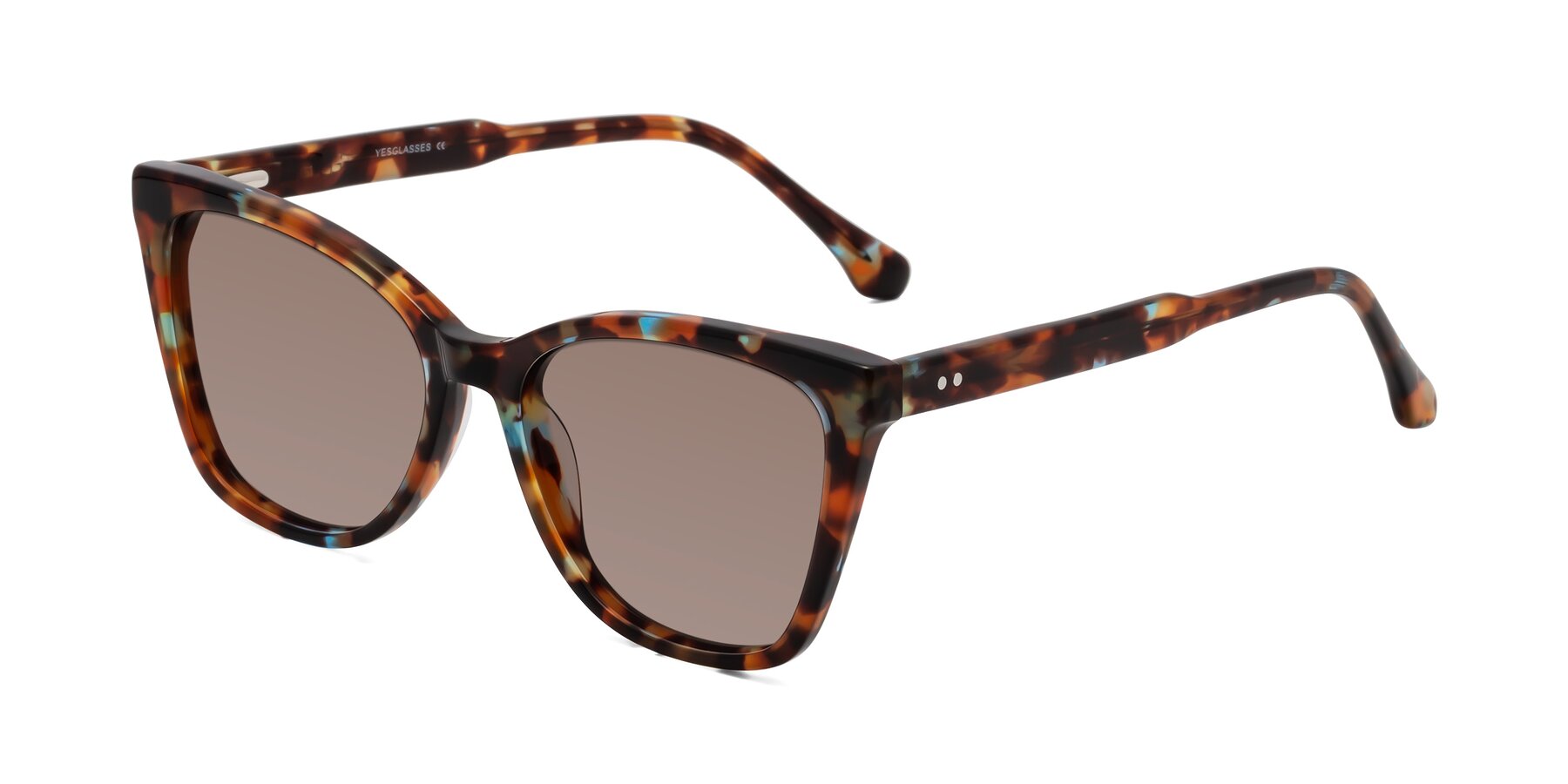 Angle of Cool in Floral Tortoise with Medium Brown Tinted Lenses