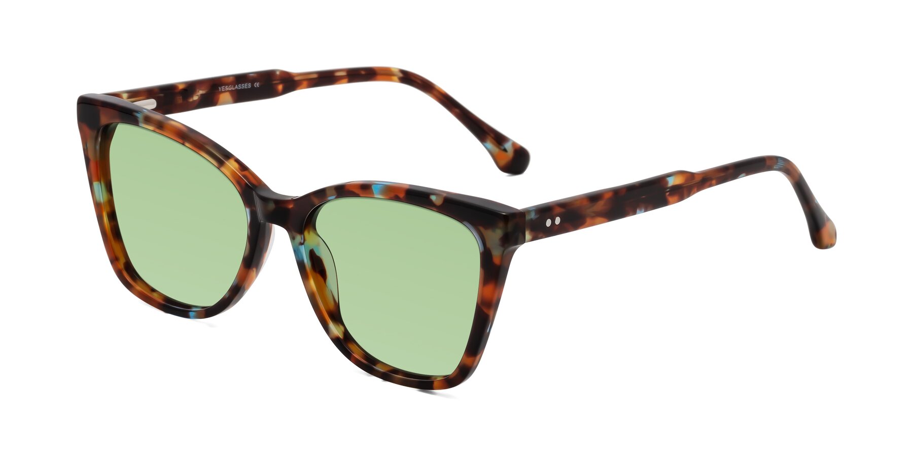 Angle of Cool in Floral Tortoise with Medium Green Tinted Lenses