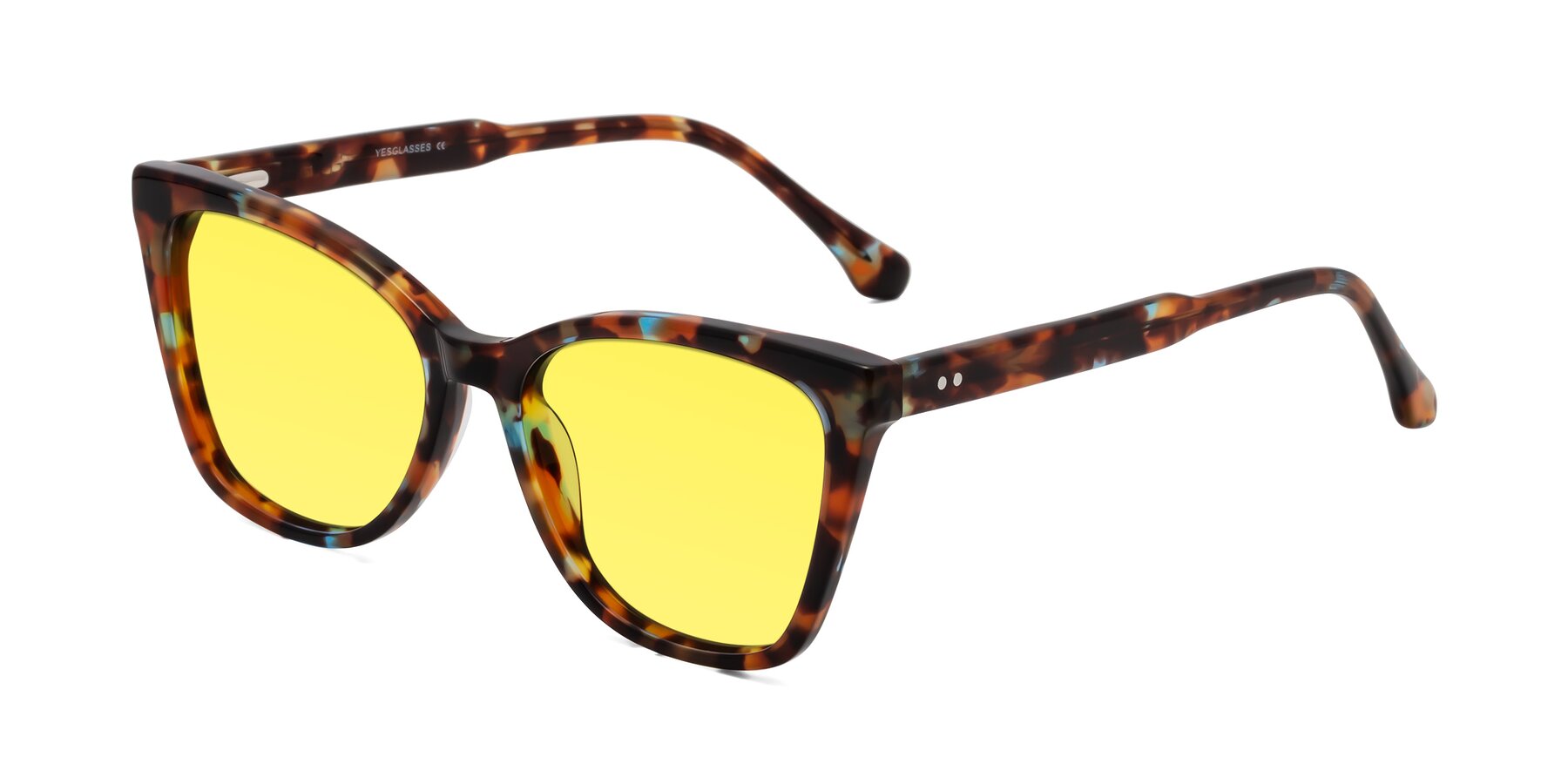 Angle of Cool in Floral Tortoise with Medium Yellow Tinted Lenses