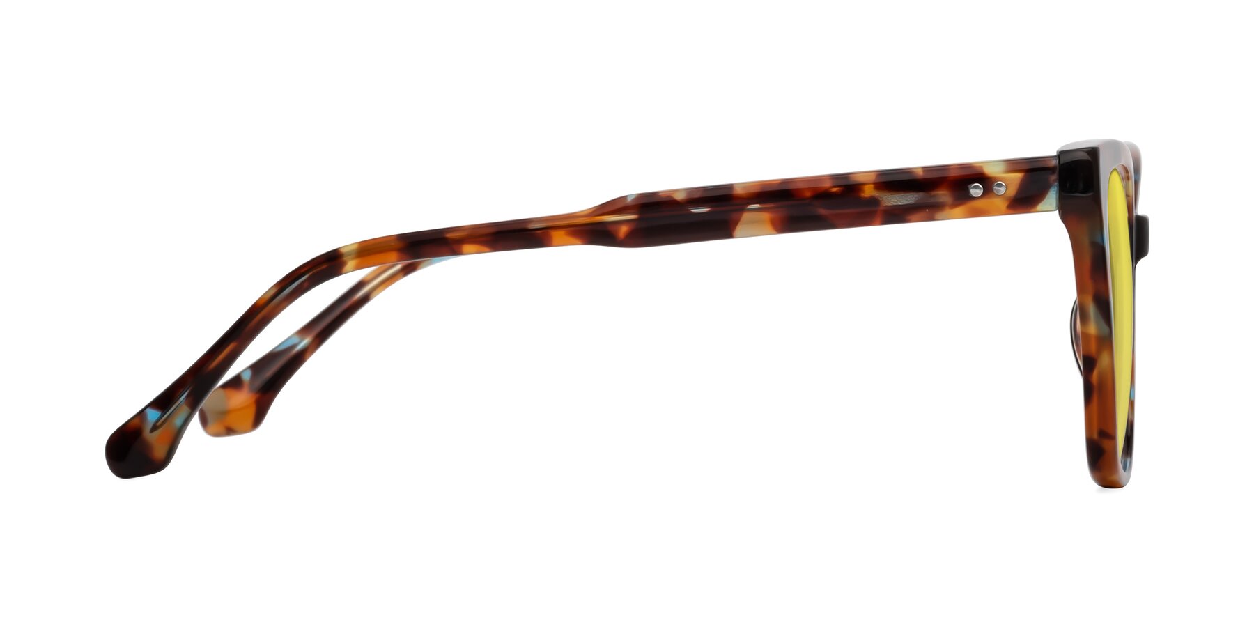 Side of Cool in Floral Tortoise with Medium Yellow Tinted Lenses